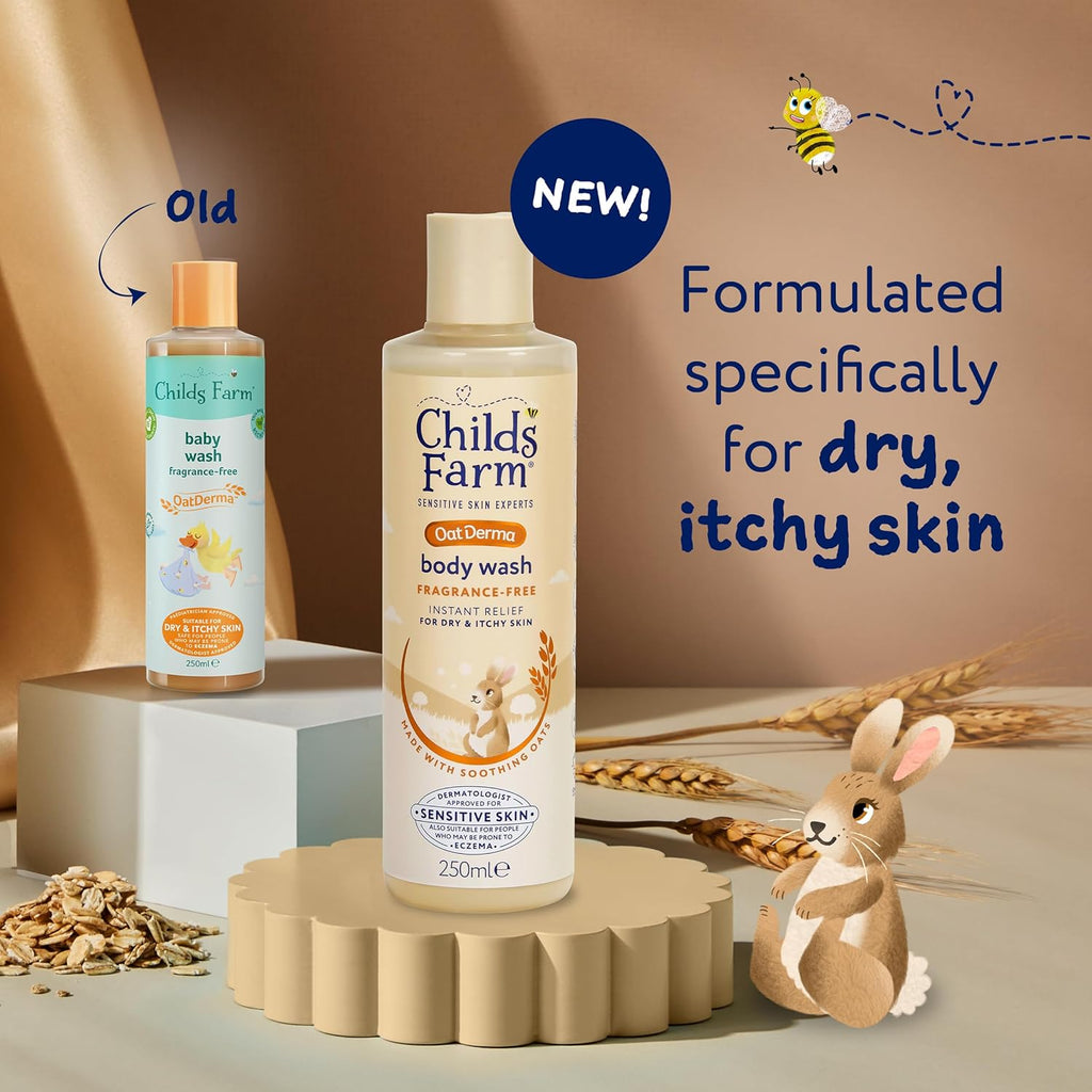 Childs Farm OatDerma Body Wash, Fragrance Free, 250ml (Pack of 2)