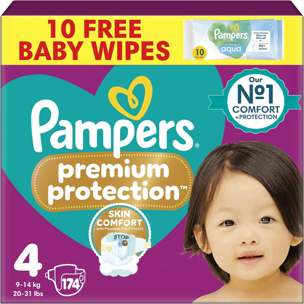 Pampers Premium Protection Size 4 Nappies (9-14kg) - 174 Pack