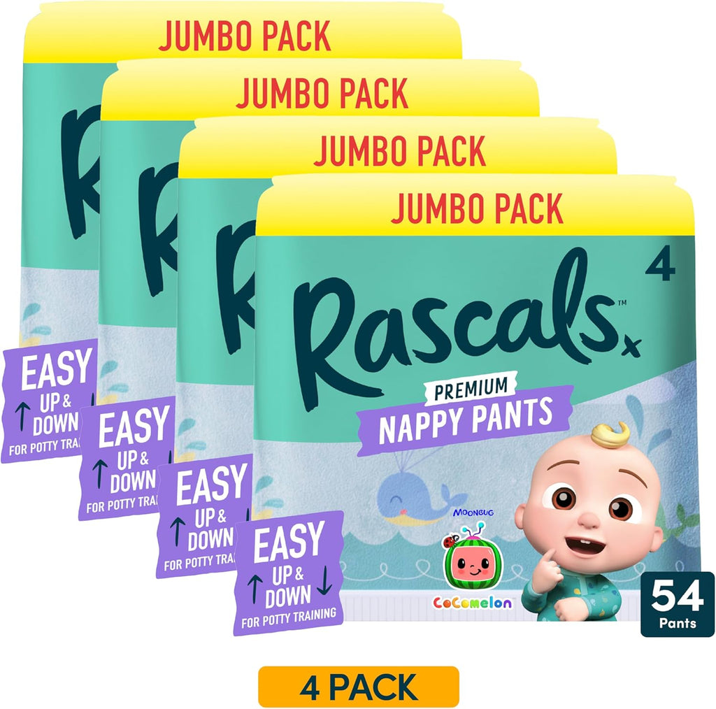 Rascals CoComelon Nappy Pants Size 4 - 216 Pack