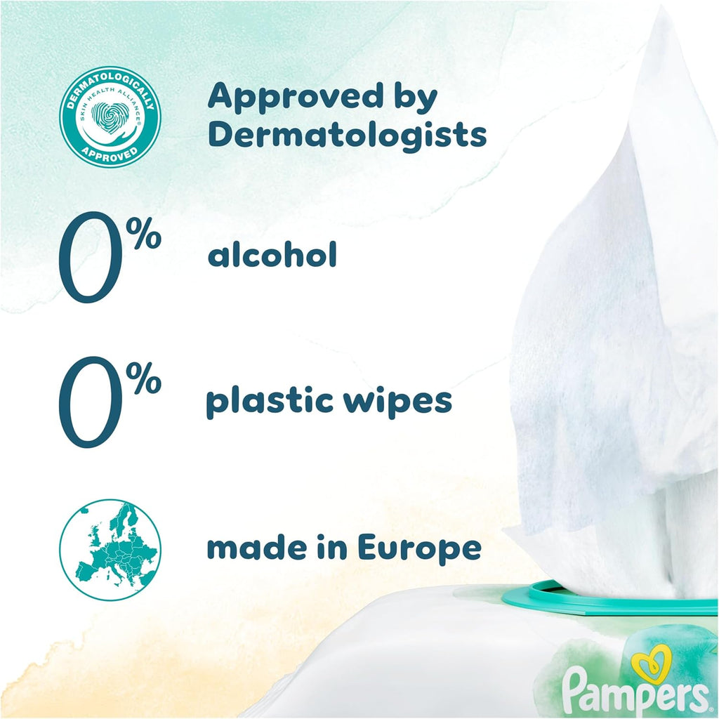 Pampers Harmonie Protect & Care Baby Wipes, 396 Count (9 Packs), Plastic Free