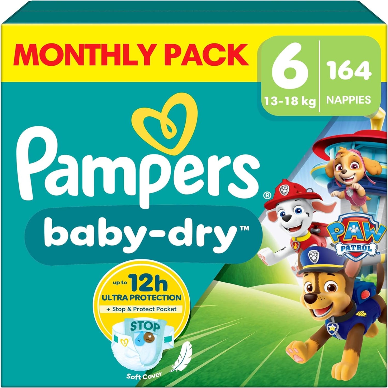 Pampers Baby-Dry Paw Patrol Size 6 Nappies (13-18kg) - 164 Pack
