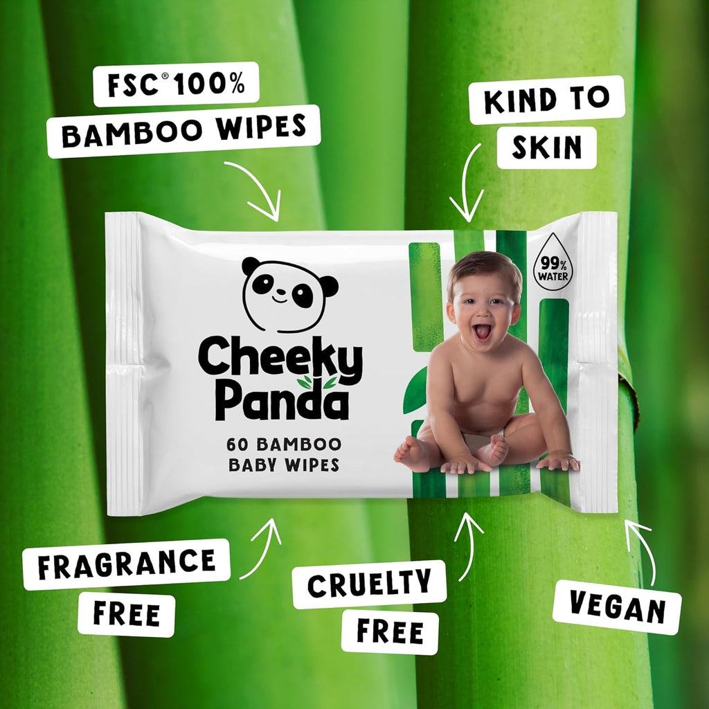 The Cheeky Panda Bamboo Biodegradable Baby Wipes 720 Count (12 Packs)