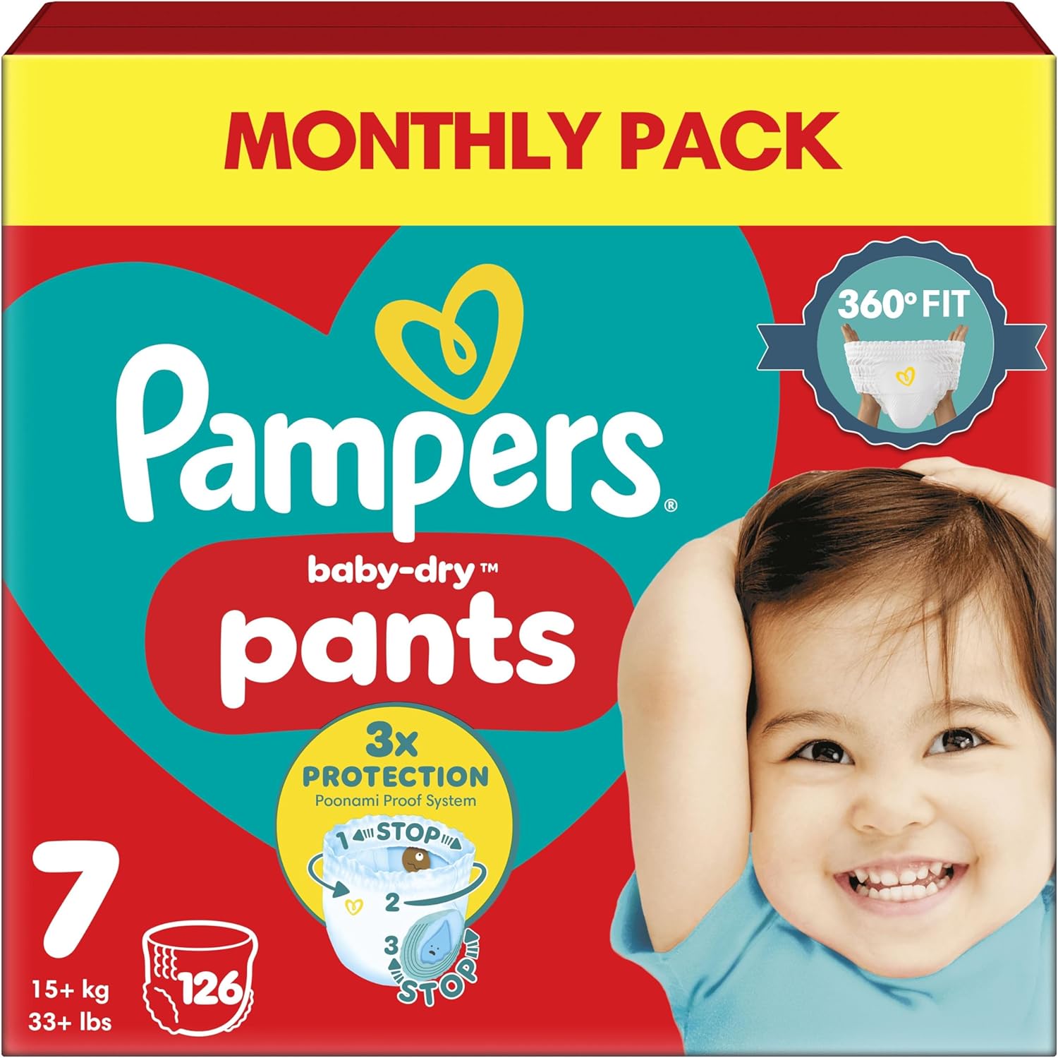 Pampers Baby-Dry Nappy Pants Size 7 (15kg+) - 126 Pack