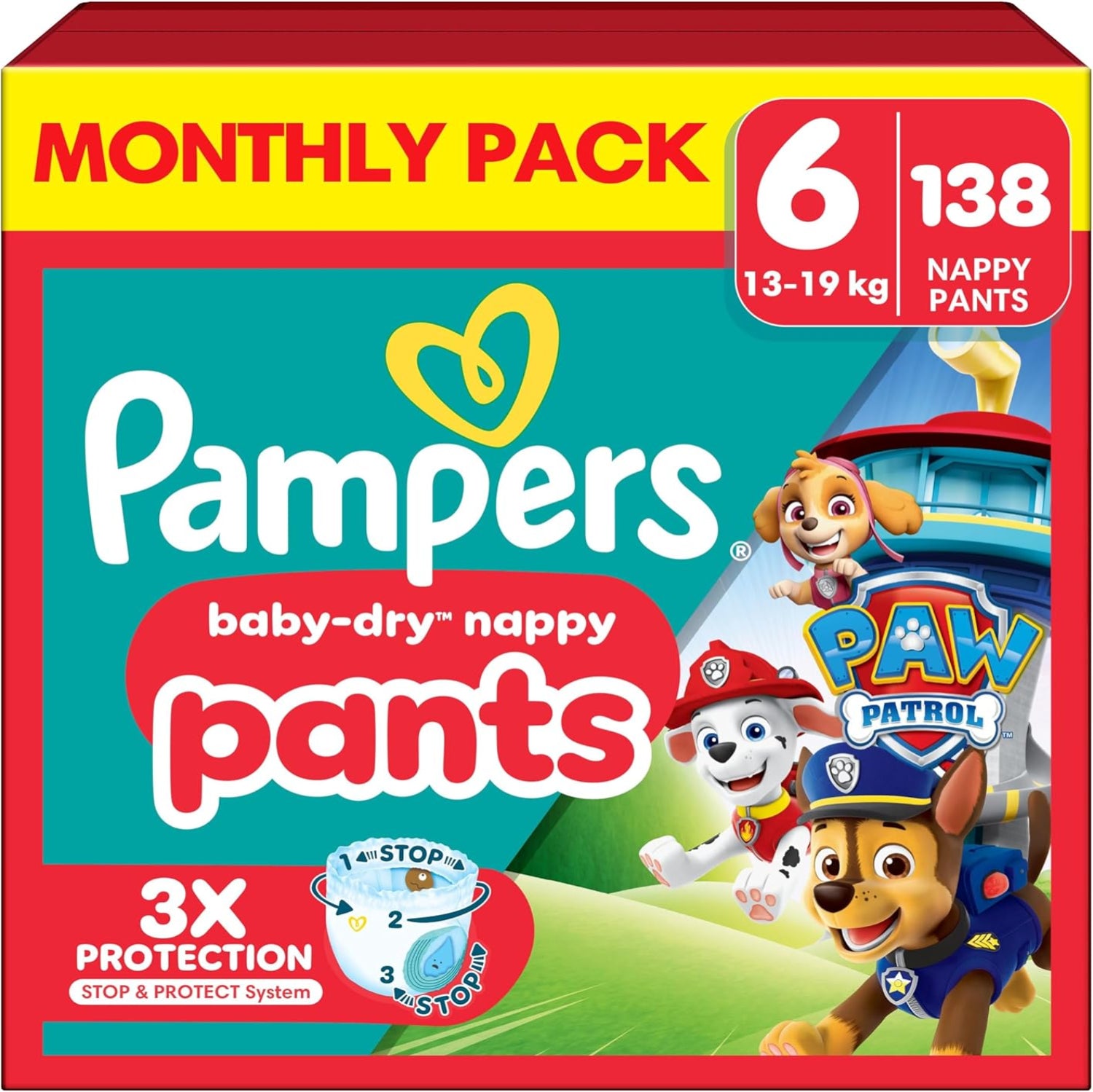 Pampers Baby-Dry Nappy Pants Paw Patrol Size 6 (13-19kg) - 138 Pack
