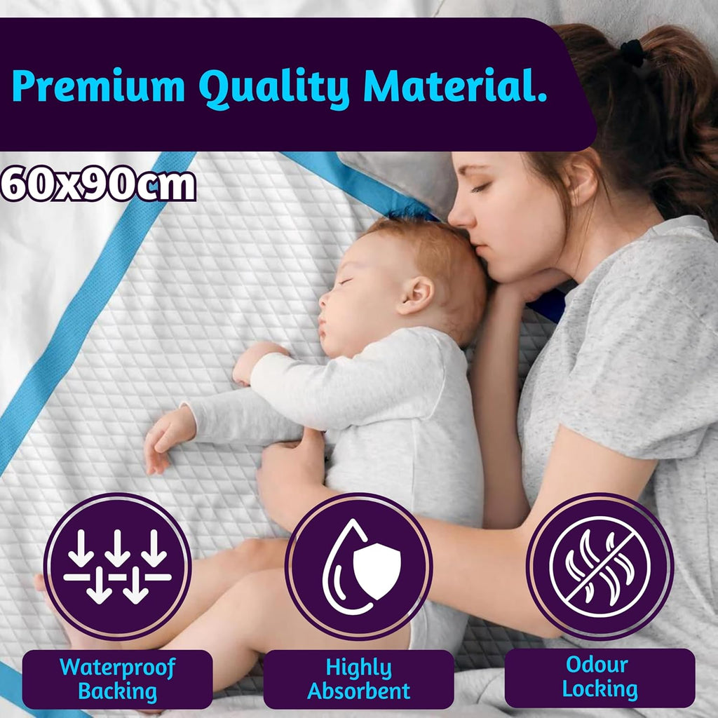 DryEase Disposable Bed Pads 60x90cm – Waterproof Absorbent Underpads (Pack of 100)