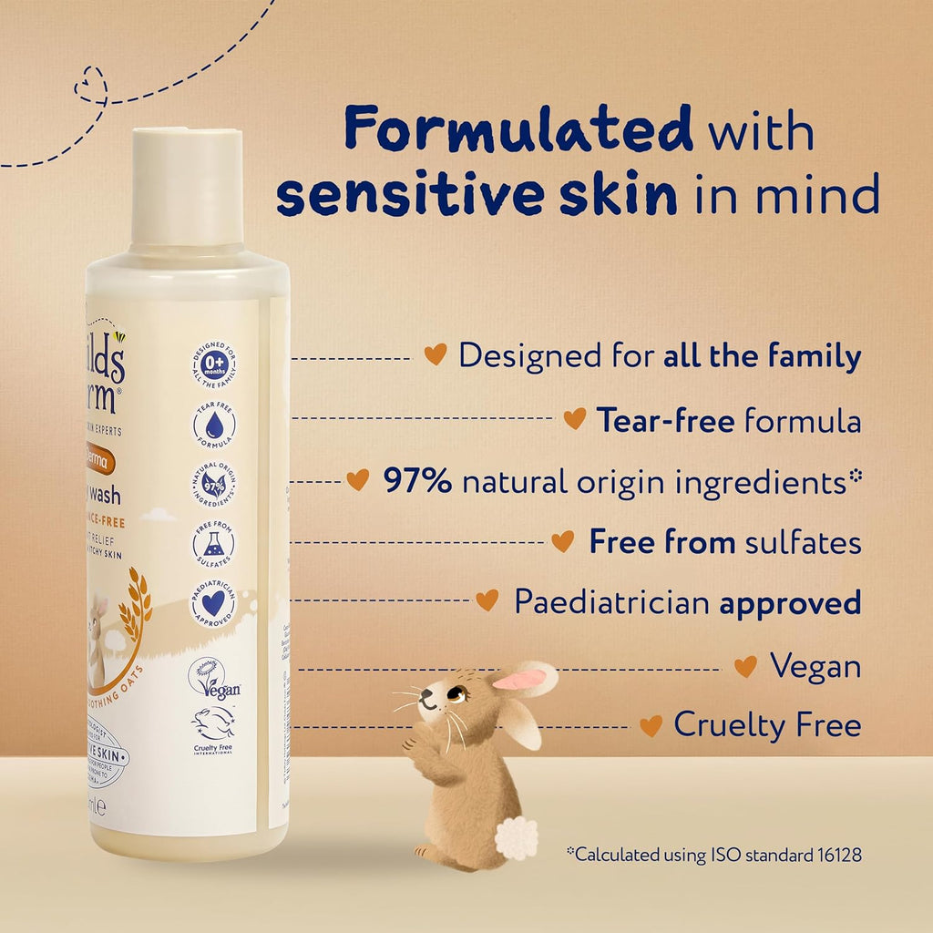 Childs Farm OatDerma Body Wash, Fragrance Free, 250ml (Pack of 2)