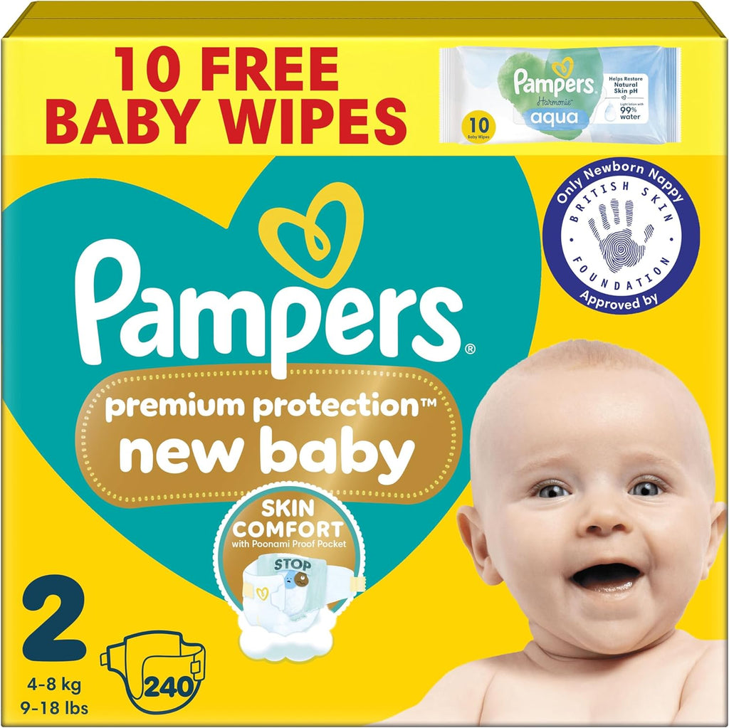 Pampers Premium Protection New Baby Size 2 Nappies (4-8kg) - 240 Pack