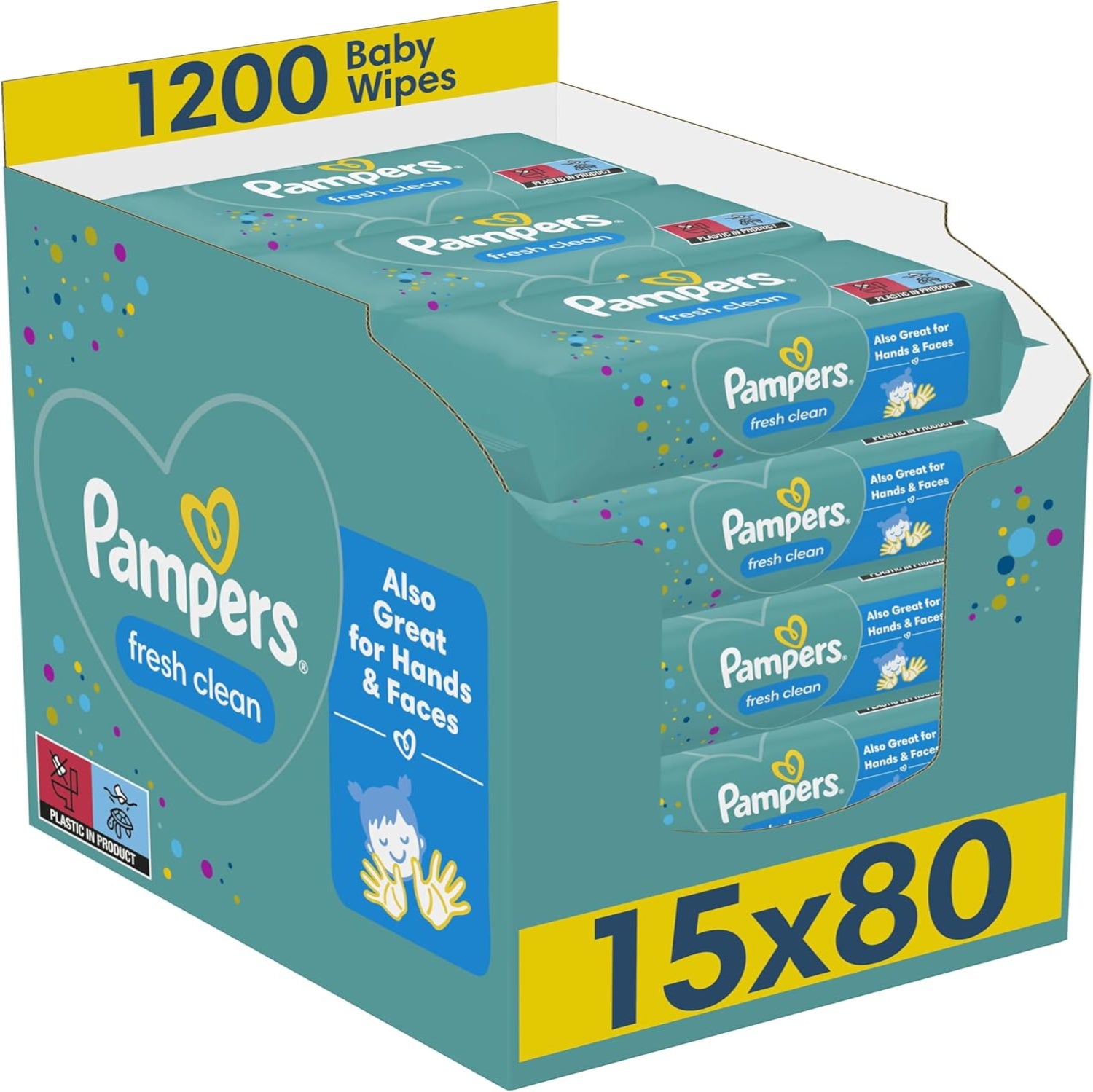Pampers Fresh Clean Baby Wipes, 1200 Count (15 Packs)