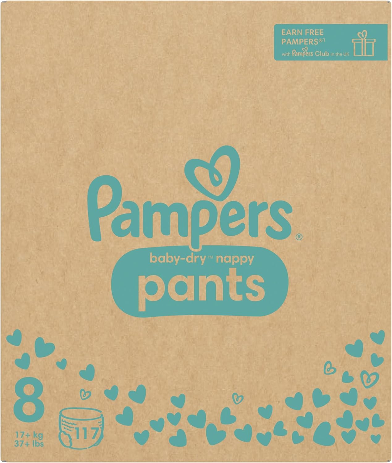 Pampers Baby-Dry Nappy Pants Size 8 (17kg+) - 117 Pack