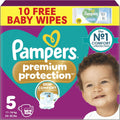 Pampers Premium Protection Size 5 Nappies (11-16kg) - 152 Pack + Harmonie Aqua Wipes