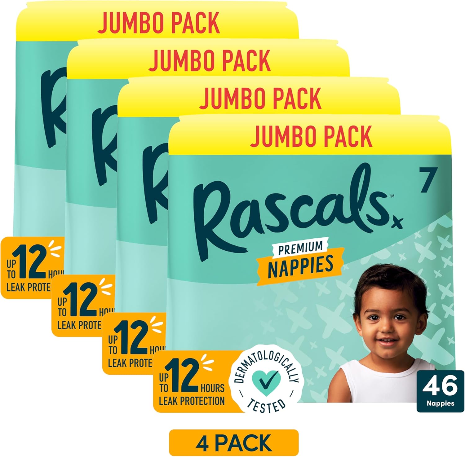 Rascals Premium Nappies Size 7 - 184 Pack