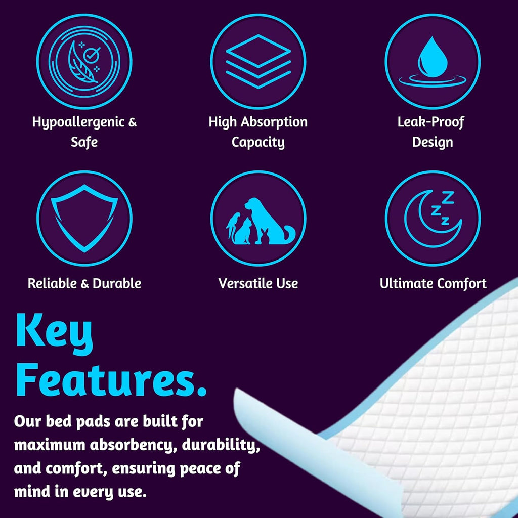 DryEase Disposable Bed Pads 60x90cm – Waterproof Absorbent Underpads (Pack of 100)