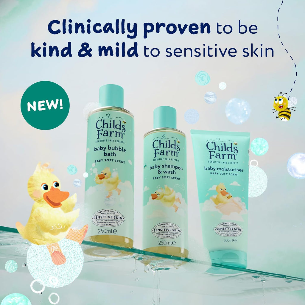 Childs Farm Baby Regime Bundle - Bubble Bath, Shampoo & Body Wash, Body Moisturiser