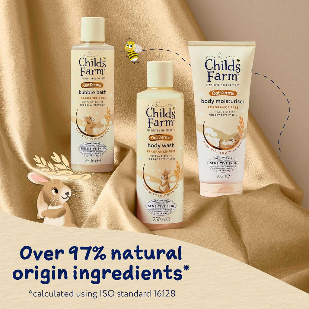 Childs Farm OatDerma Regime Bundle - Baby Bubble Bath, Body Wash & Body Moisturiser