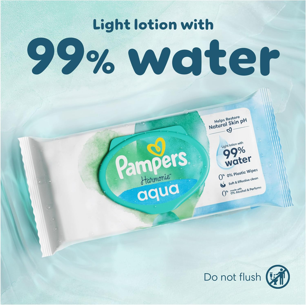 Pampers Harmonie Aqua Baby Wipes - 1152 Wipes (24 x 48 Pack)
