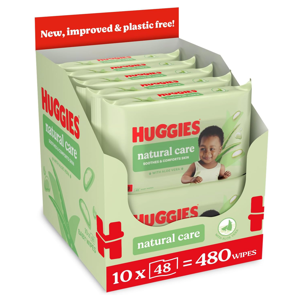 Huggies Natural Care Plastic Free Baby Wipes, 480 Count (10 Packs)