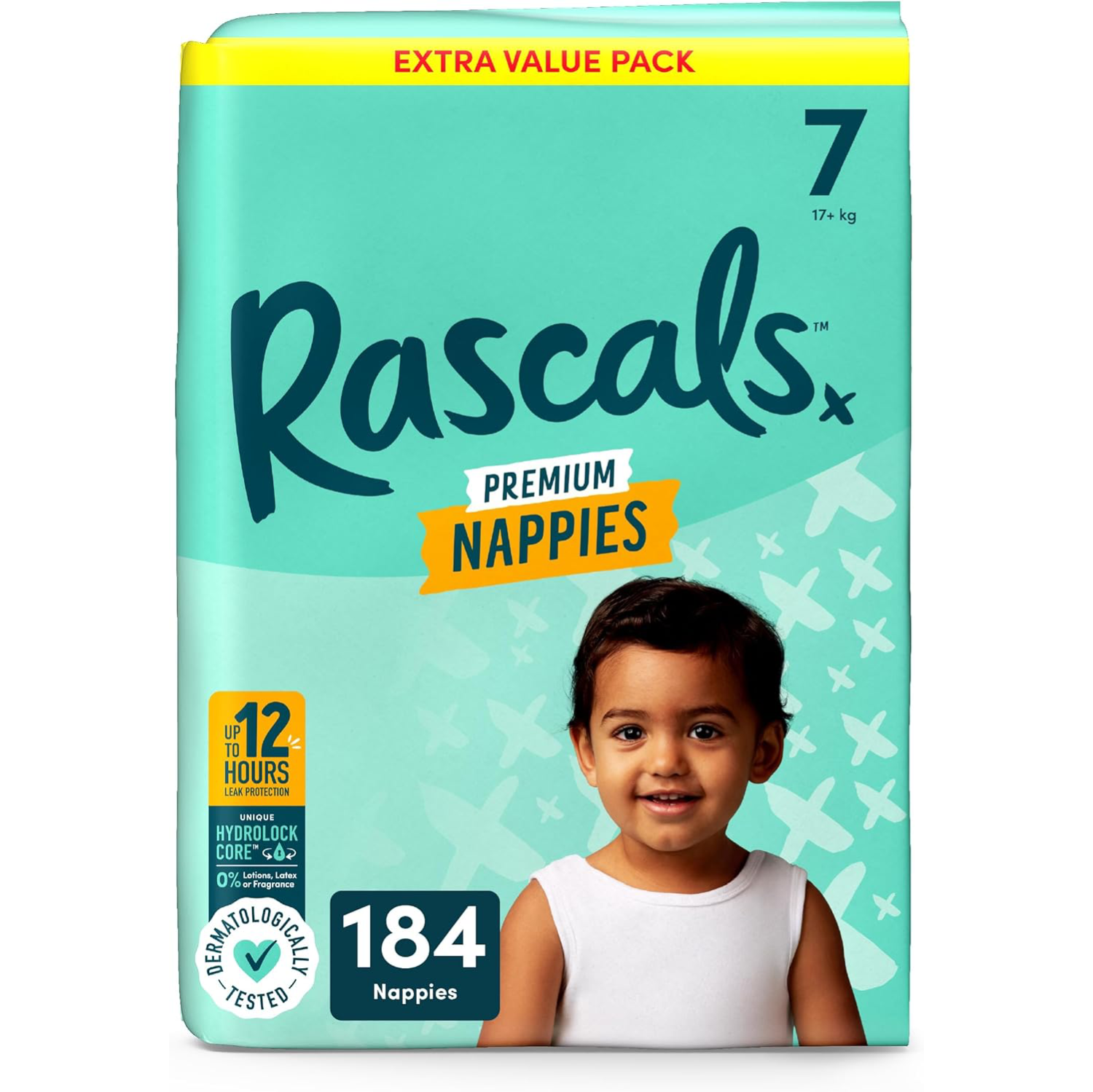 Rascals Premium Nappies Size 7 - 184 Pack