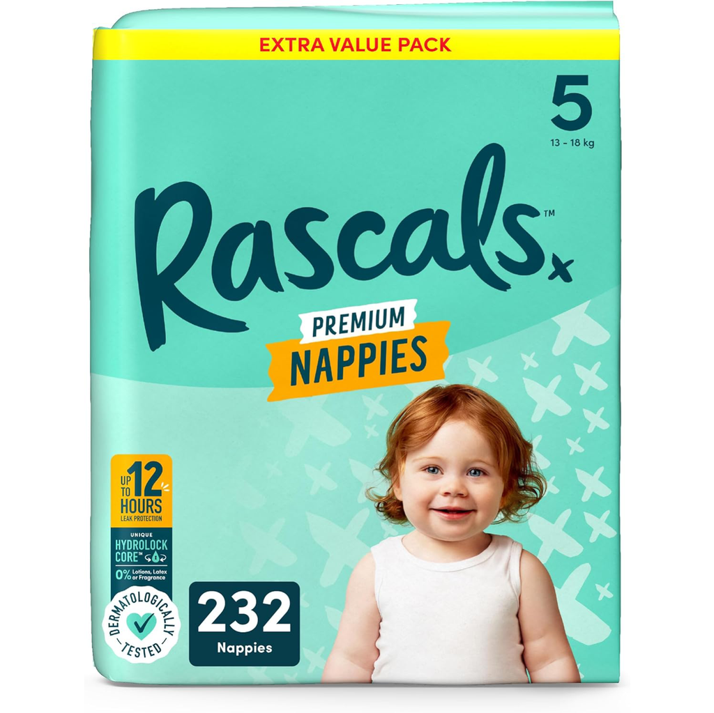 Rascals Premium Nappies Size 5 - 232 Pack