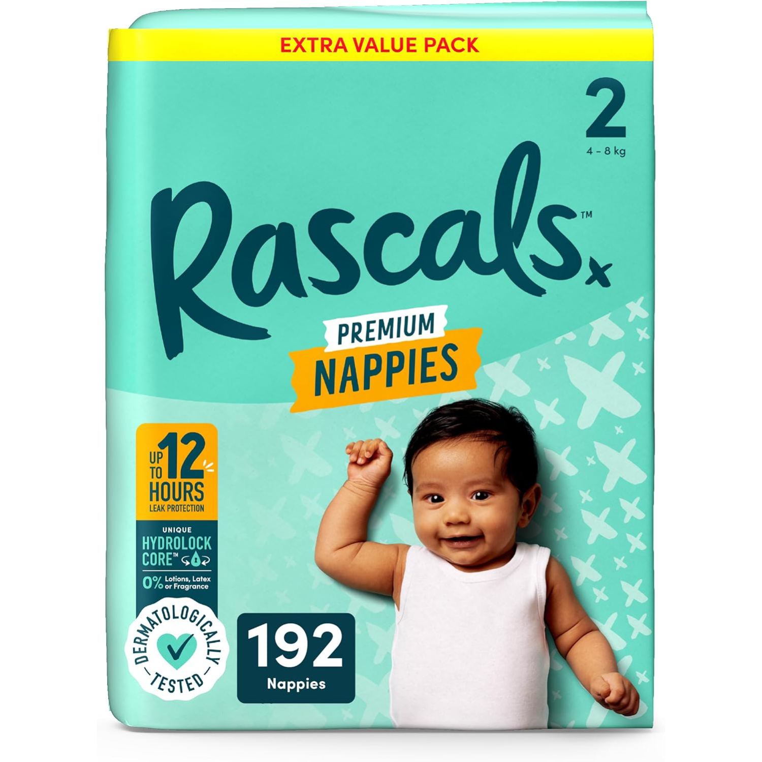 Rascals Premium Nappies Size 2 - 192 Pack