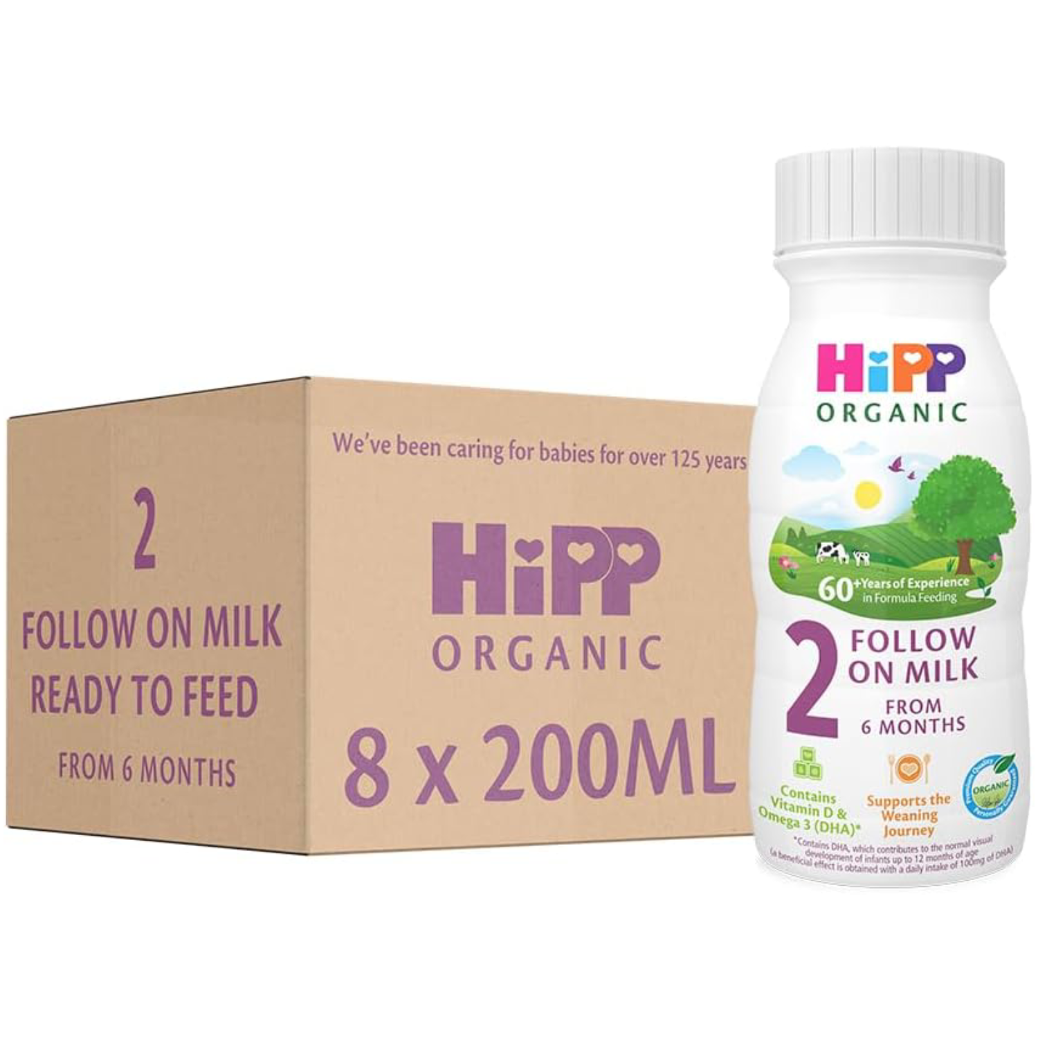 HiPP Organic 2 Follow On Baby Milk Ready to Feed, 200ml (Pack of 8)