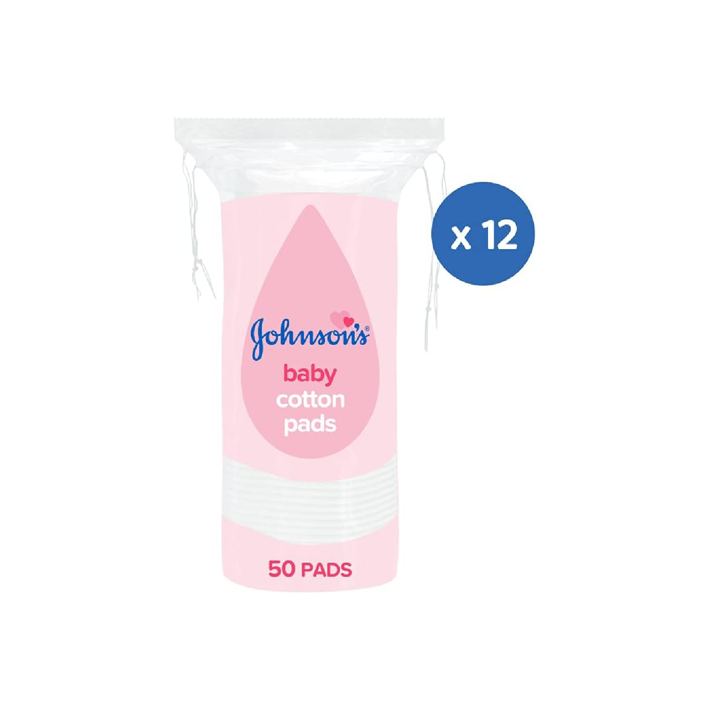 Johnson's Baby Cotton Pads, 600 Count (Pack of 12 x 50)