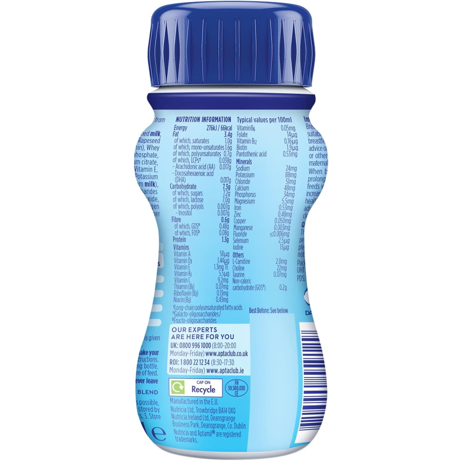 Aptamil 1 First Infant Baby Milk Ready To Use, From Birth, 200ml (Pack of 12)
